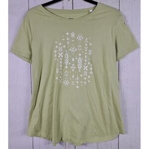 Sonoma Size Large Green Tribal Print Short‎ Sleeve Casual Womens Top